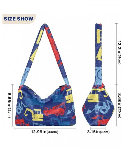 Women Boho Handbag Work Truck Tractor Red Blue Yellow Underarm Bag Tote Bag Shoulder Bag Crossbody Bag Fluffy Cell Phone Purs...