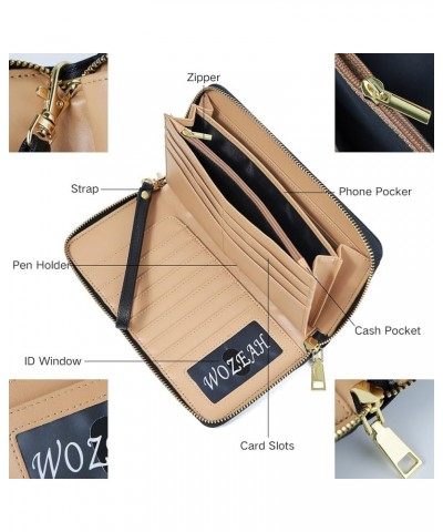 Women's RFID Blocking PU Leather Zip Around Wallet Clutch Large Travel Purse Black $13.43 Wallets