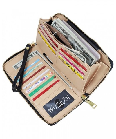 Women's RFID Blocking PU Leather Zip Around Wallet Clutch Large Travel Purse Black $13.43 Wallets