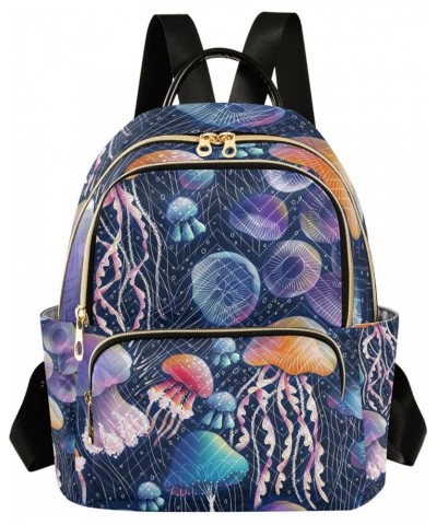 Ocean Women Backpack Cartoon Cute Jellyfish Anti-Theft Travel Backpack with Luggage Belt Lightweight Handbag Lady Purse Roomy...