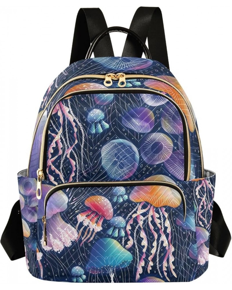 Ocean Women Backpack Cartoon Cute Jellyfish Anti-Theft Travel Backpack with Luggage Belt Lightweight Handbag Lady Purse Roomy...