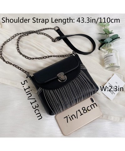 Women Small Square Bag Tassel Chain Shoulder Bags Crossbody Bags Satchel Purse-Black 1 Black 1 $20.40 Totes