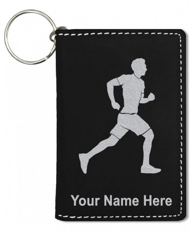 ID Holder Wallet, Running Man, Personalized Engraving Included (Teal) Black with Silver $16.51 Wallets