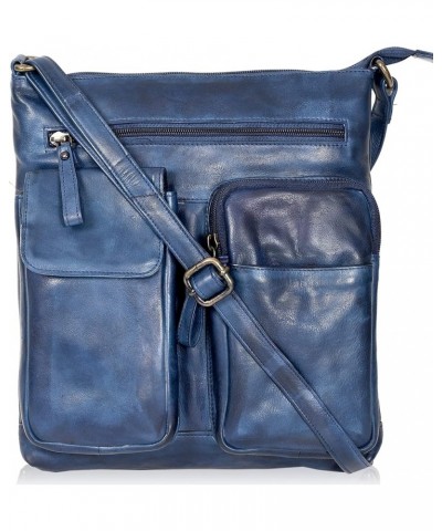 Leather Crossbody Bags for Women - Women's Handbags Bag Adjustable Shoulder purse Blue-6 $24.74 Shoulder Bags