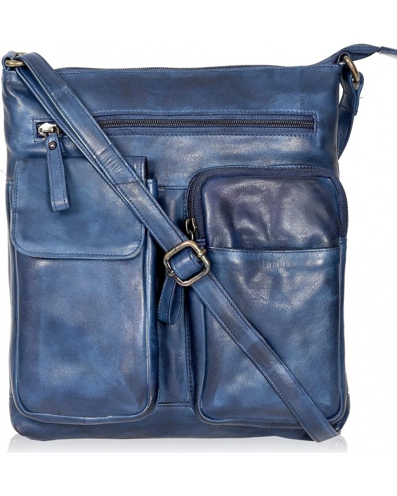 Leather Crossbody Bags for Women - Women's Handbags Bag Adjustable Shoulder purse Blue-6 $24.74 Shoulder Bags