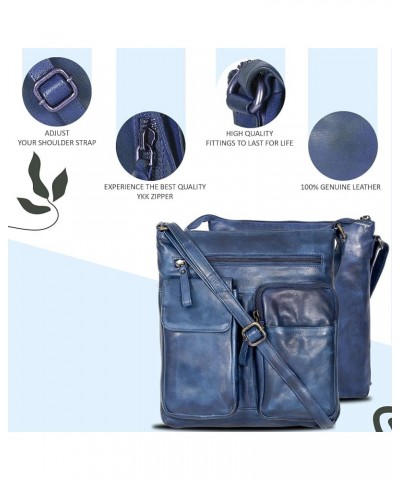 Leather Crossbody Bags for Women - Women's Handbags Bag Adjustable Shoulder purse Blue-6 $24.74 Shoulder Bags