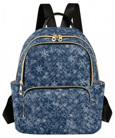 Retro Christmas Snowflake Blue Women's Backpack Purse Causal Daypack Work Travel College Business Trip Bag Shoulder Bag Mediu...