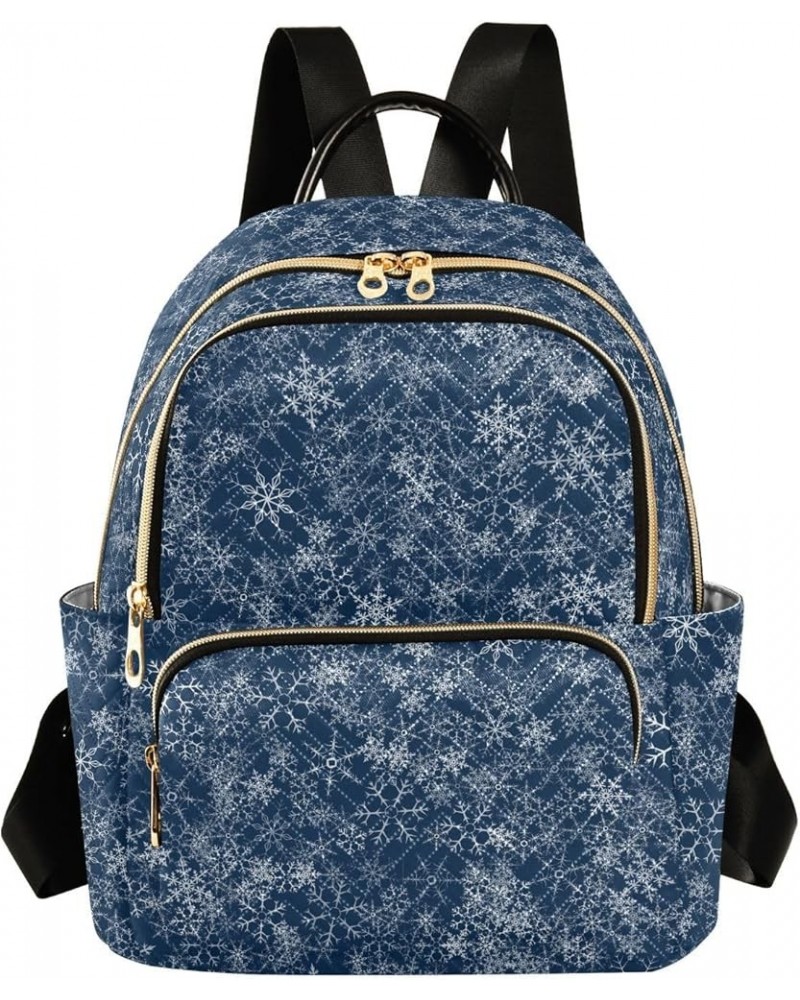 Retro Christmas Snowflake Blue Women's Backpack Purse Causal Daypack Work Travel College Business Trip Bag Shoulder Bag Mediu...