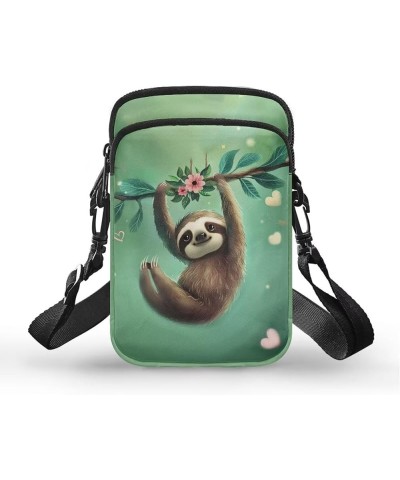 Crossbody Messenger Bag for Women Cell Phone Purse with Double Pockets for Travel Sports Sloths on Swings $9.68 Crossbody Bags