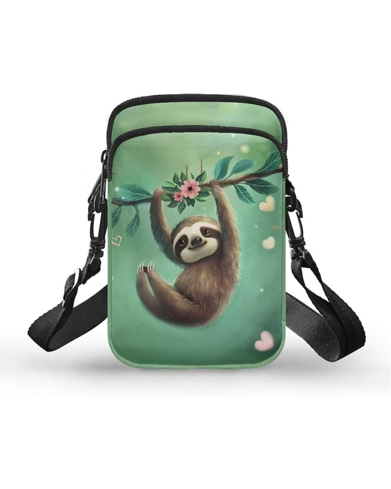 Crossbody Messenger Bag for Women Cell Phone Purse with Double Pockets for Travel Sports Sloths on Swings $9.68 Crossbody Bags