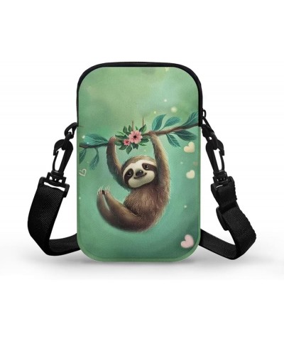 Crossbody Messenger Bag for Women Cell Phone Purse with Double Pockets for Travel Sports Sloths on Swings $9.68 Crossbody Bags