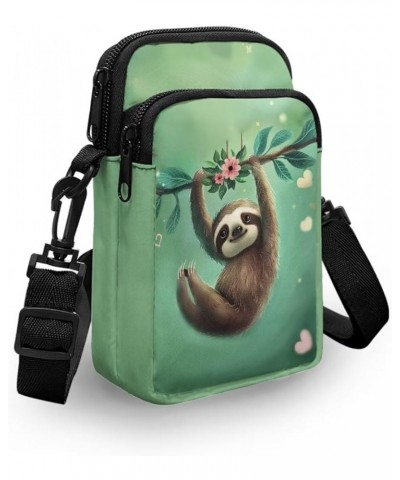 Crossbody Messenger Bag for Women Cell Phone Purse with Double Pockets for Travel Sports Sloths on Swings $9.68 Crossbody Bags