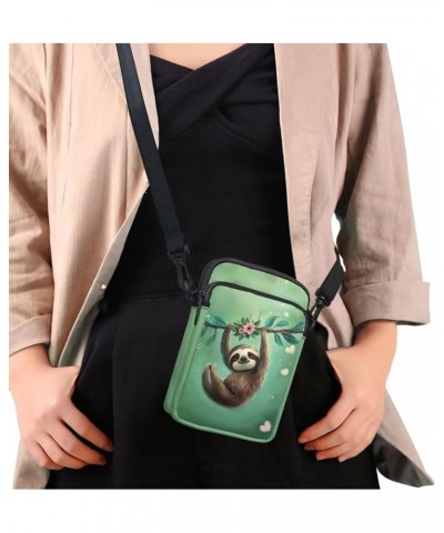 Crossbody Messenger Bag for Women Cell Phone Purse with Double Pockets for Travel Sports Sloths on Swings $9.68 Crossbody Bags