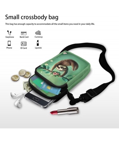 Crossbody Messenger Bag for Women Cell Phone Purse with Double Pockets for Travel Sports Sloths on Swings $9.68 Crossbody Bags