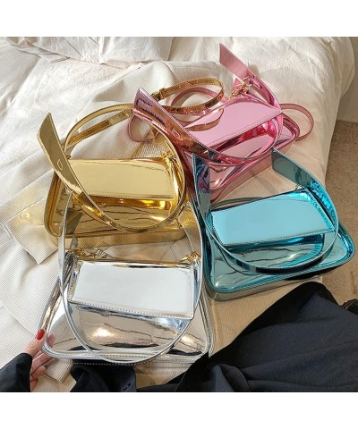 Women's Hobo Bag PU Leather Shoulder Bag Glossy Handbag Underarm Purse Top Handle Satchels Small Totes B-gold $16.79 Totes