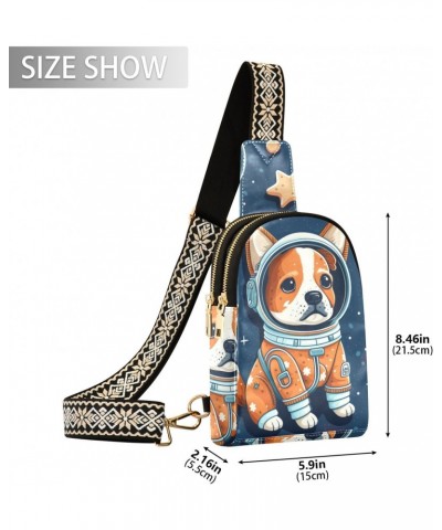 Women's Sling Bag Adorable Astronaut Dog Print with Adjustable Strap Zipper Closure, PU Leather Water Resistant Crossbody Bag...