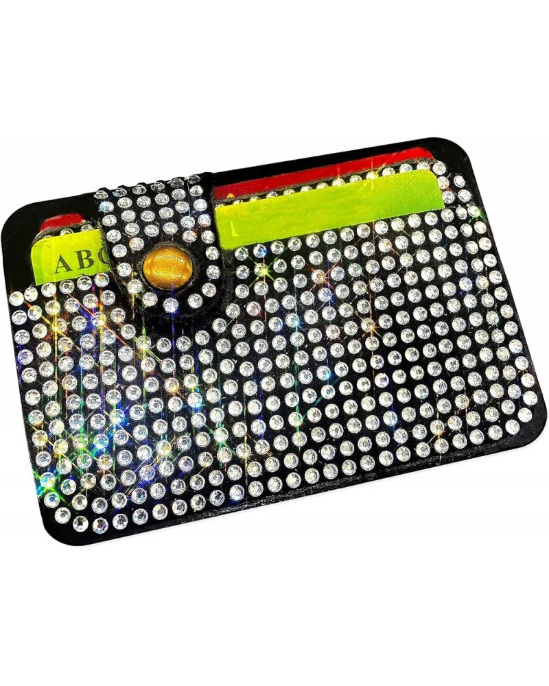 Glitter Leather Rhinestone Wallets for Women Crystal Sparking Bling Slim Universal Small Card Holder Wallet (Sliver) Sliver $...