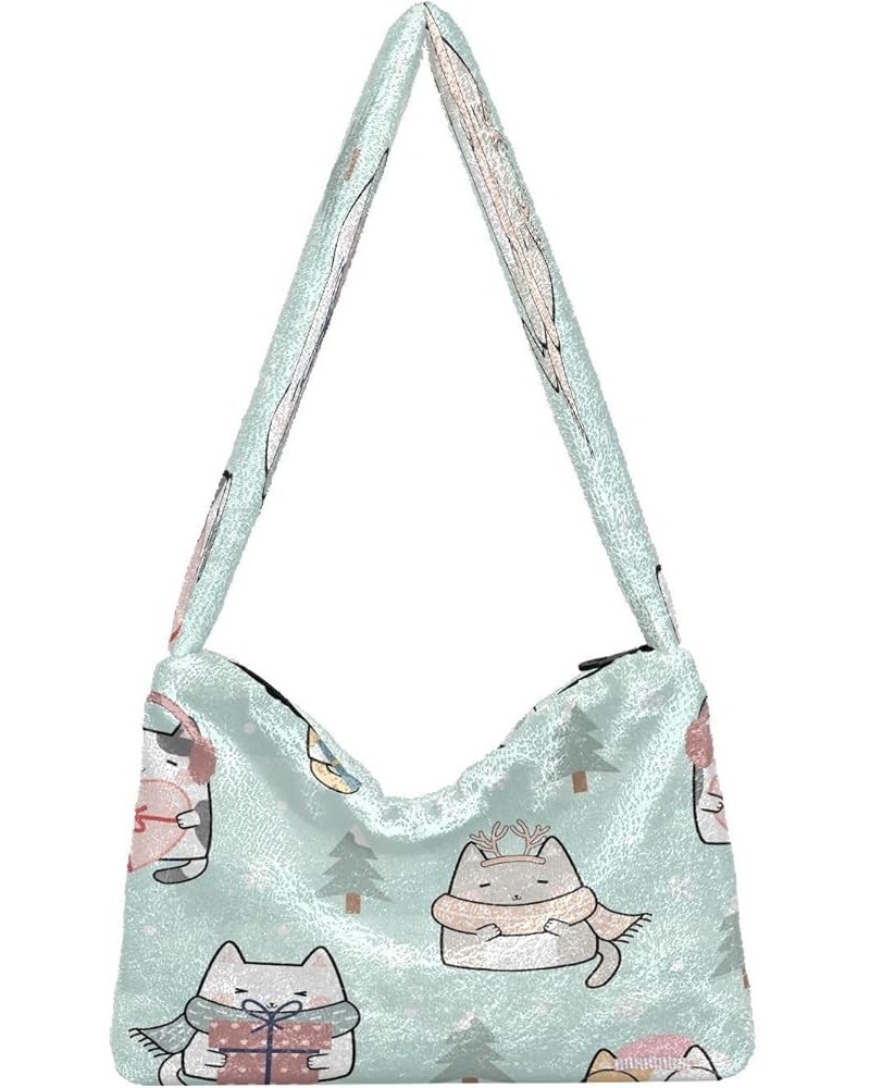 Christmas Kawaii Cute Cats Lady Shoulder Bag, Medium Shoulder Bag for Women, Womens Outdoor Bag Christmas Kawaii Cute Cats $1...