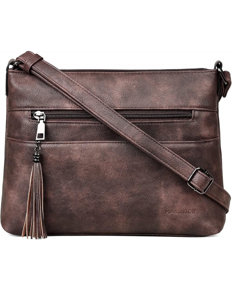 Crossbody Bags for Women, Lightweight Medium Crossbody Purse, Soft Leather Women's Shoulder Handbags with Tassel Vintage Coff...