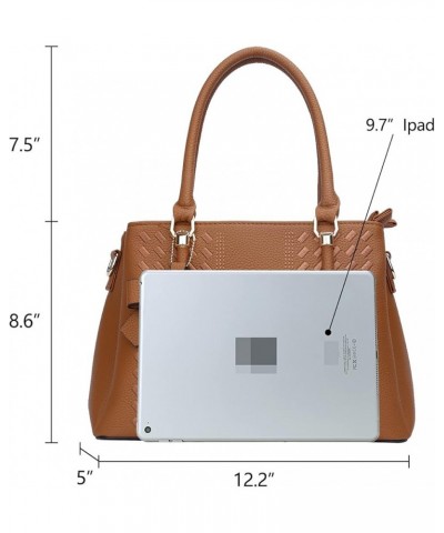 Women Satchel Bags Handle Shoulder Handbags and Purses Pockets Zipper Leather Crossbody Bags J-brown $26.69 Satchels