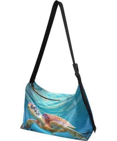 Ocean Turtle Shoulder Bag for Women Waterproof PU Leather Hobo Bags Crossbody Purse with Zipper Closure $16.50 Shoulder Bags