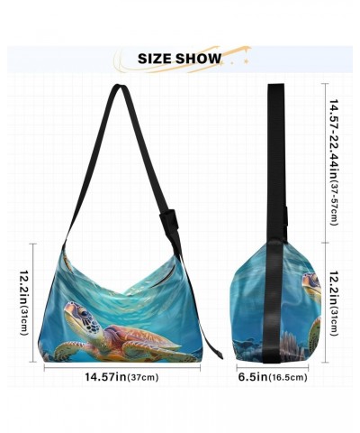 Ocean Turtle Shoulder Bag for Women Waterproof PU Leather Hobo Bags Crossbody Purse with Zipper Closure $16.50 Shoulder Bags