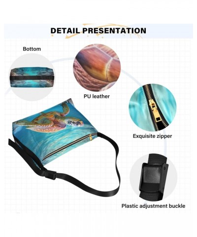 Ocean Turtle Shoulder Bag for Women Waterproof PU Leather Hobo Bags Crossbody Purse with Zipper Closure $16.50 Shoulder Bags