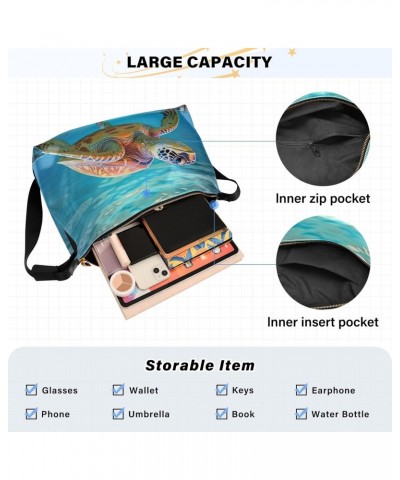 Ocean Turtle Shoulder Bag for Women Waterproof PU Leather Hobo Bags Crossbody Purse with Zipper Closure $16.50 Shoulder Bags