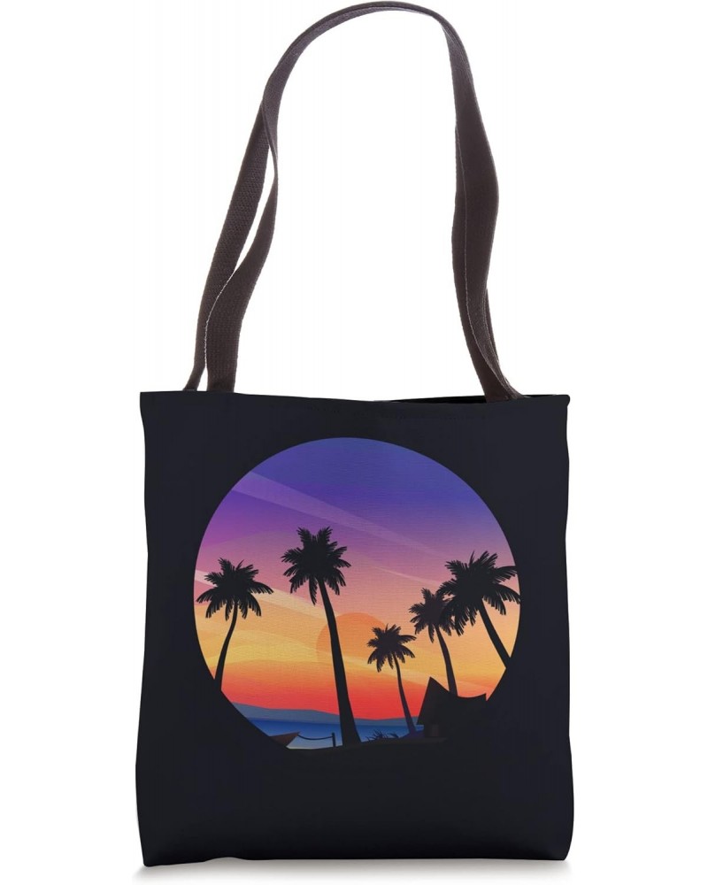 Cute Beach Art Sunset Tote Bag Design For Beach Lovers Tote Bag $12.48 Totes